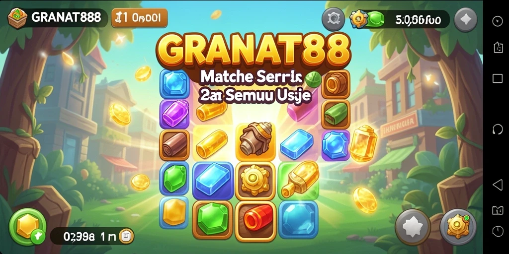 Tangkapan layar menunjukkan gameplay menarik GRANAT88 dalam aksi Match-3.