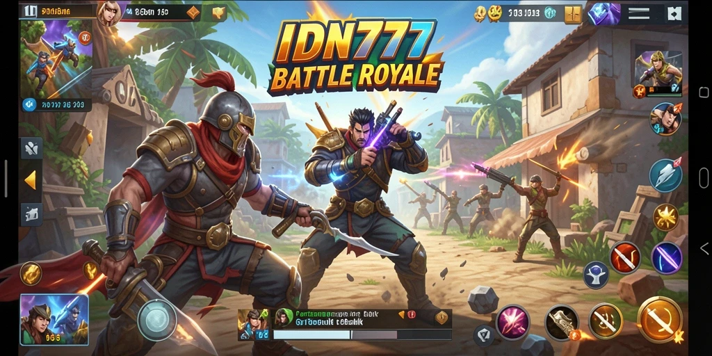 Tampilan gameplay seru dalam IDN777, menampilkan pertarungan intens.