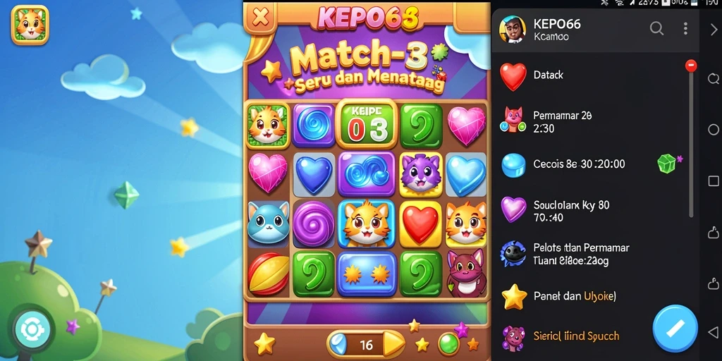 Tampilan gameplay Match-3 yang penuh warna dan seru di KEPO66.