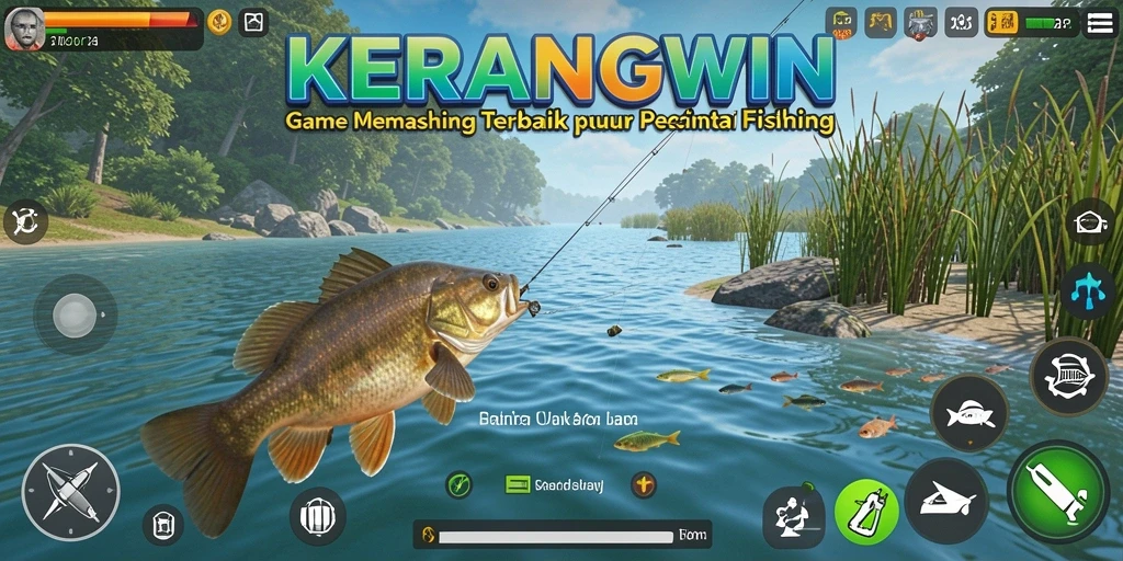 Screenshot gameplay KERANGWIN menampilkan momen memancing yang seru dan menantang.