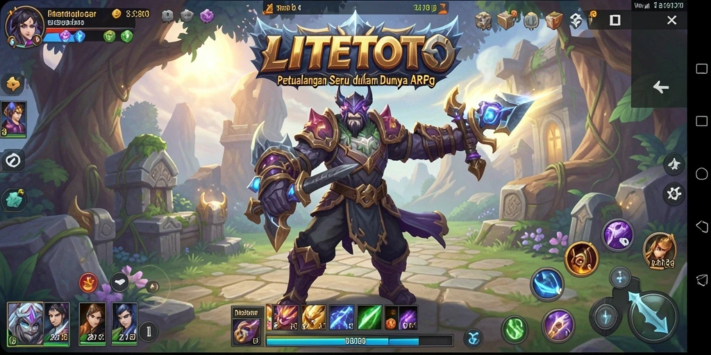 Screenshot gameplay LITETOTO menampilkan pertarungan seru di dunia fantasi.