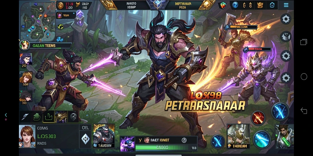 Gameplay seru MOBA yang menampilkan strategi tim dan karakter unik.