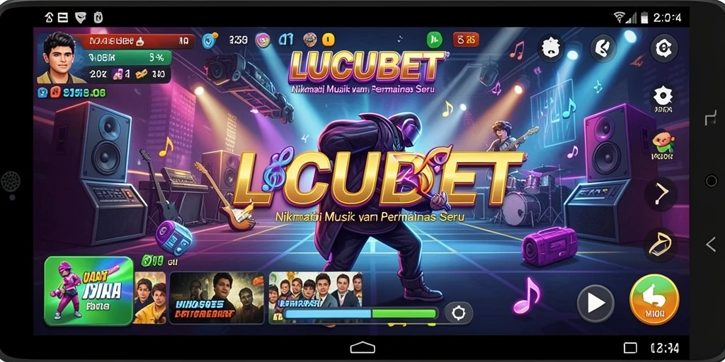 Screenshot gameplay LUCUBET menunjukkan tantangan musik seru dan interaktif.