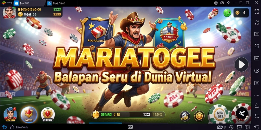 Screenshot gameplay MARIATOGEL menunjukkan kendaraan balap yang melaju kencang di trek menantang.