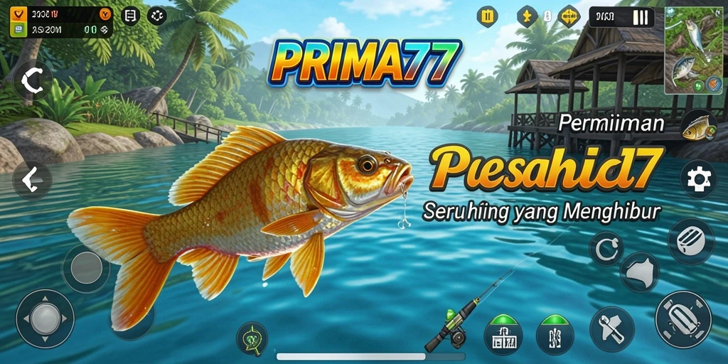 Tangkapan layar PRIMA77 menampilkan gameplay memancing yang seru dan menantang.