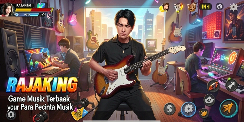 Screenshot gameplay RAJAKING menampilkan serunya bermain musik.
