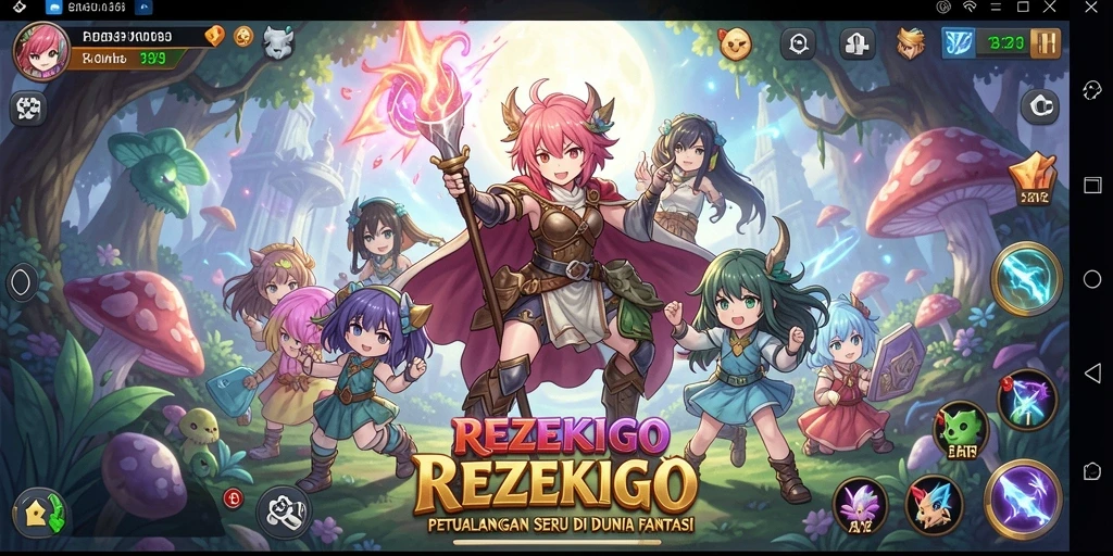 Screenshot menunjukkan aksi seru gameplay REZEKIGO dengan karakter Anime.