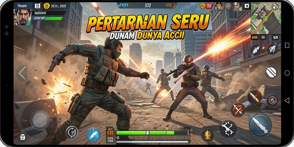 Screenshot gameplay S13 yang menunjukkan aksi pertempuran yang intens.