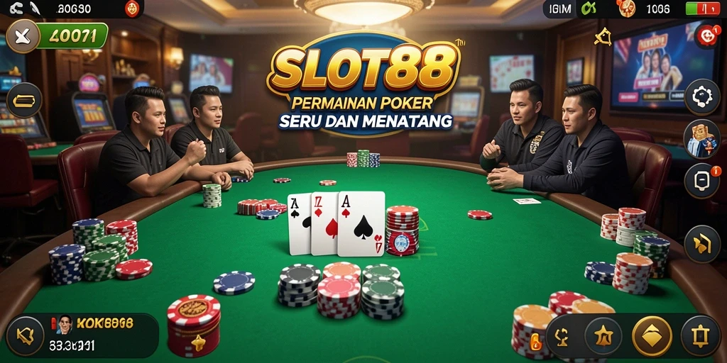 Screenshot permainan SLOT88 menampilkan aksi seru permainan Poker online.