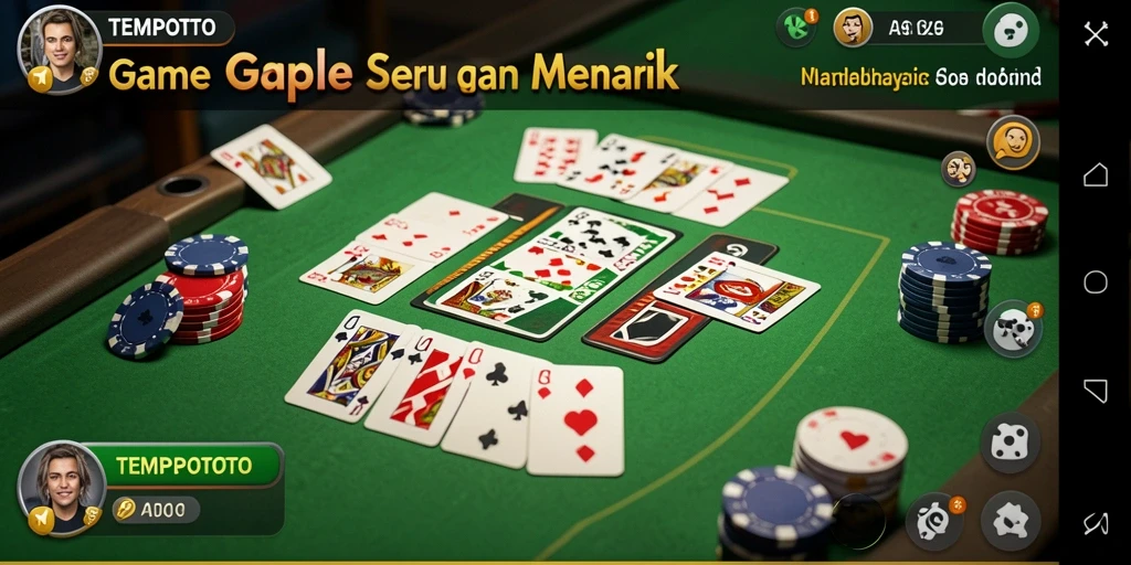 Screenshot gameplay TEMPOTOTO menampilkan keseruan permainan Gaple.