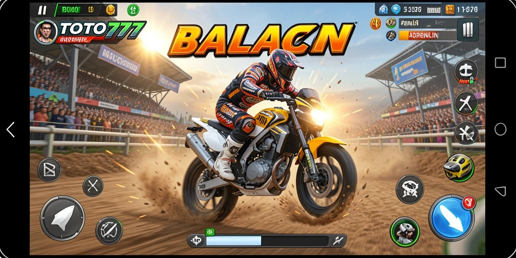 Gameplay seru TOTO777 dengan balapan motor yang mendebarkan.